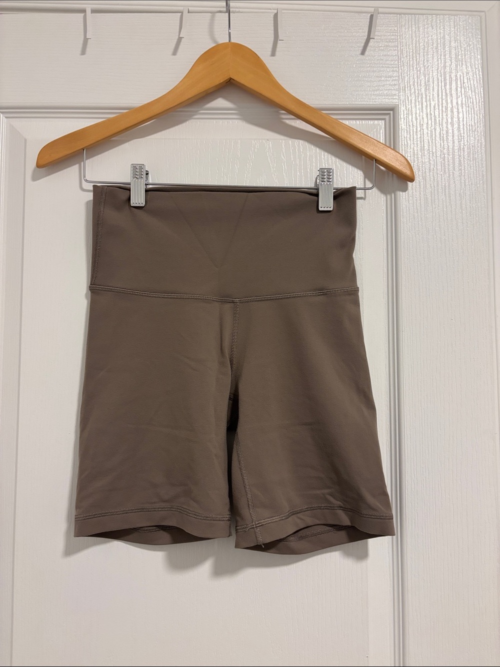 TNA High-Waist Bike Shorts in Taupe